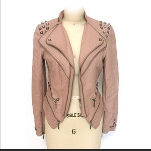 EUC pink studded faux leather Jacket size M